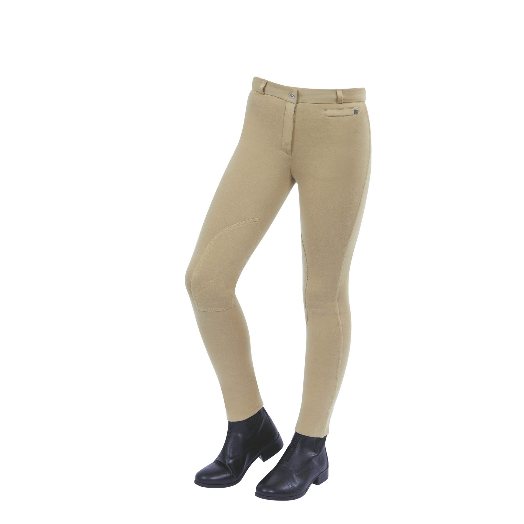 Dublin - Pantalón de equitación Infantil con Parches de Rodilla Modelo Supa-fit para niños niñas (58cm) (Beige)