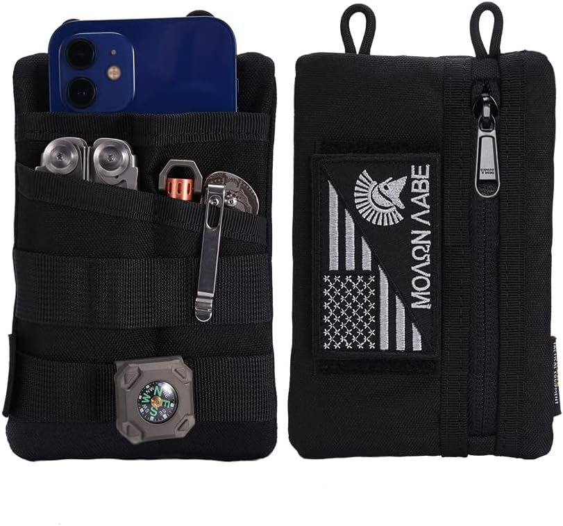 VIPERADE VE3-P EDC Pouch Small EDC Tool Bag Organiser Bag Pocket Organiser Nylon Multitool Bag Small for Torch Multitools Pen Notebook Black