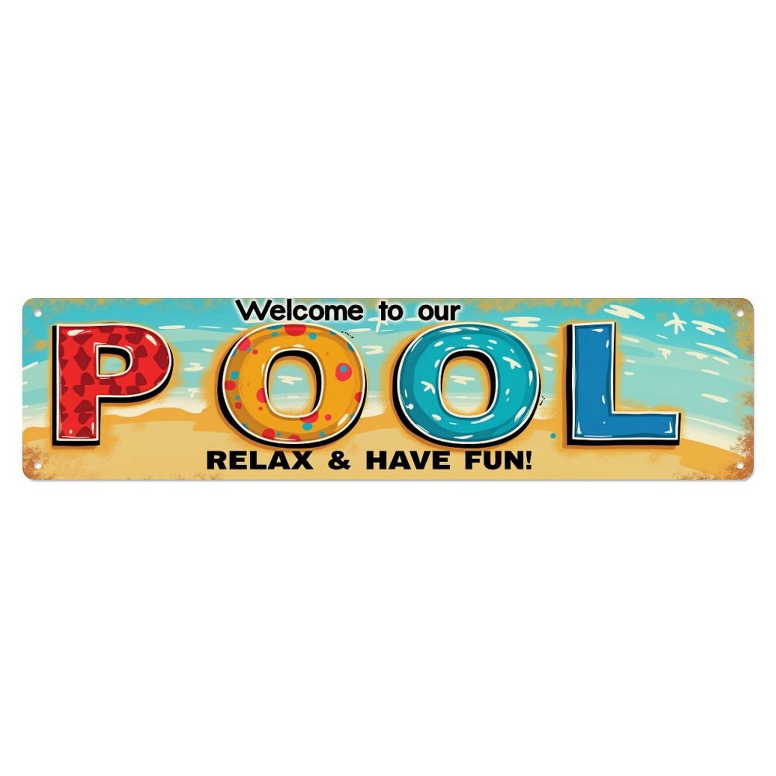 Colorful Pool Letters Pattern Metal Tin Sign Plaque