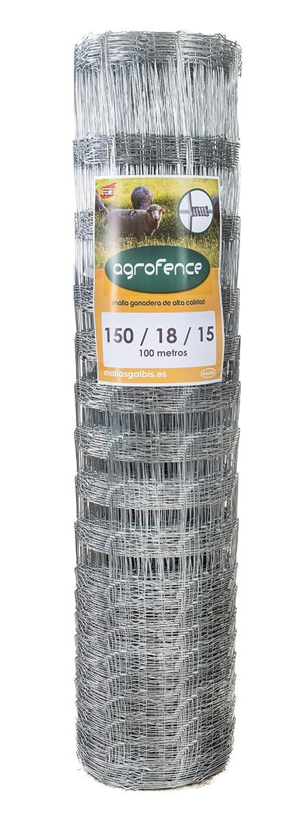 Malla Anudada Agrofence 150/18/15 | Rollo de: 100m | Color: Gris | Diámetro: 2.4mm