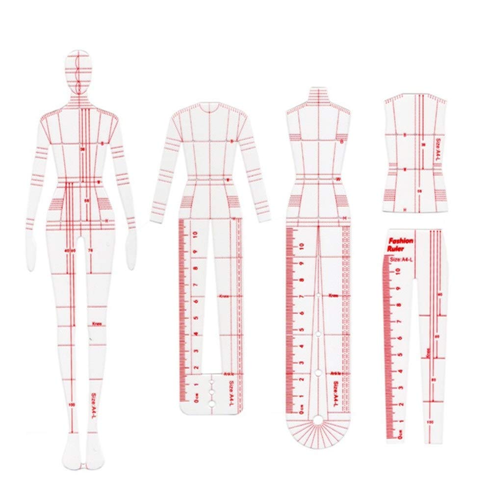 Regla MéTrica de PláStico Ropa Humanoide Patrón de Medición Reglas Diseño de Ropa de Moda Herramientas Dibujadas a Mano Herramientas de Costura Artesanales de Medición de Ropa Reglas de Costura