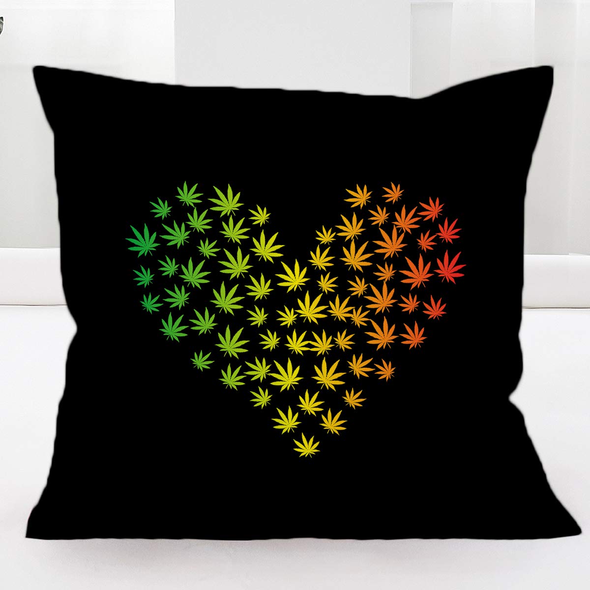 BlessLiving Marijuana Leaf Pillow Cover Set Of 2 - Queen 20x30 Inch, Cannabis Pattern Polyester Cases