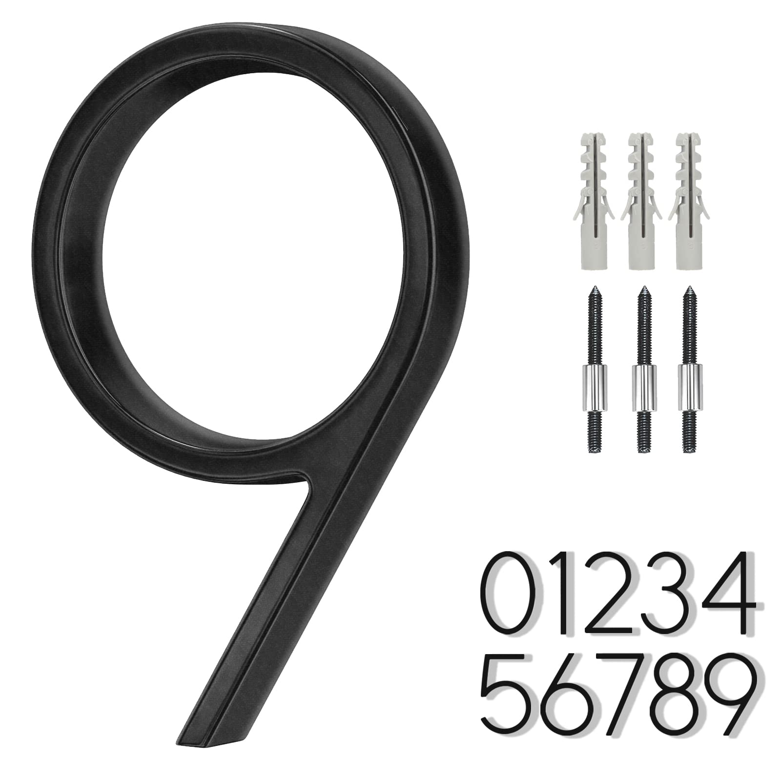 6 Inch Stainless Steel Floating House Number, Metal Modern House Numbers, for Outdoor Mailbox Yard Home Wall DoorGarage Gate with Nail Kit, Coated