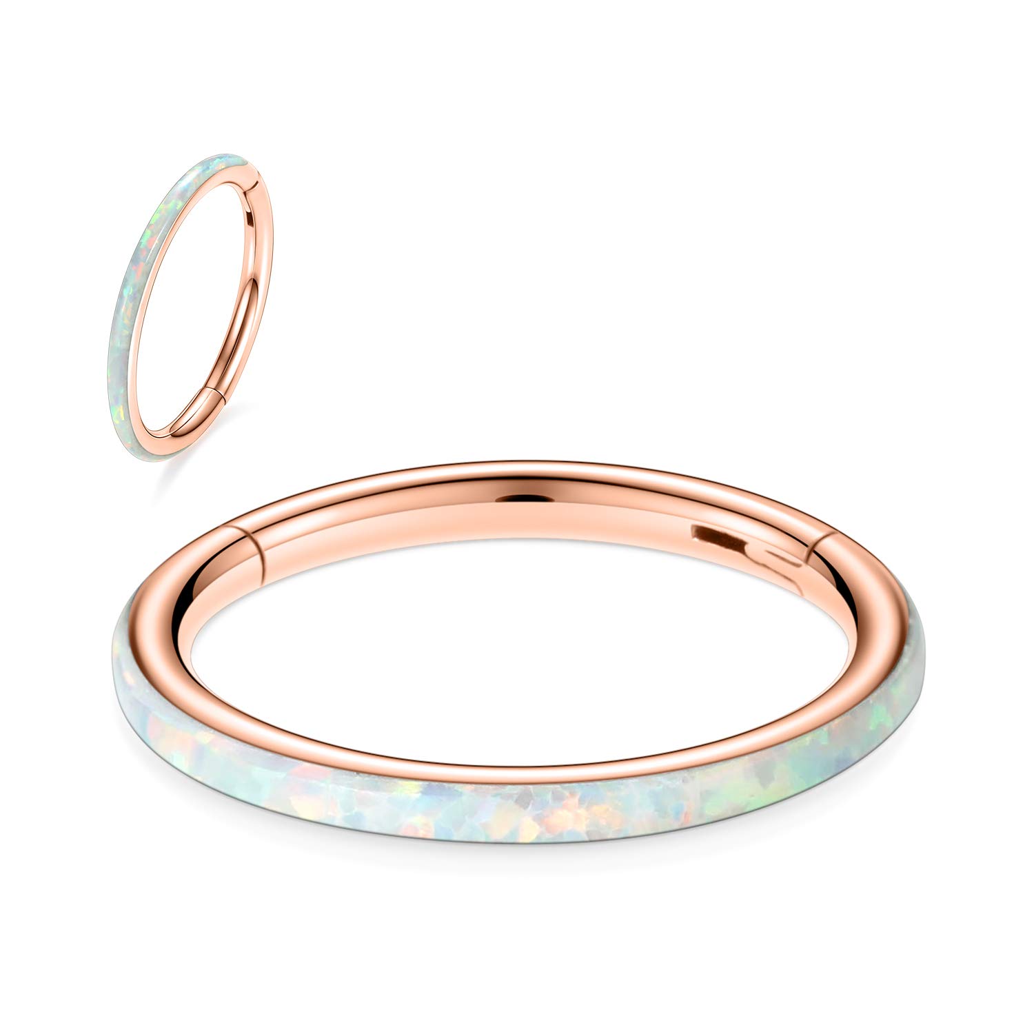 hengkaixuan CZ/Opal Nose Rings Conch Jewellery Septum Clicker 316L Surgical Steel Segment Ring Helix Cartilage Earrings Hoop Daith Tragus Rook Piercing Jewellery — view 89
