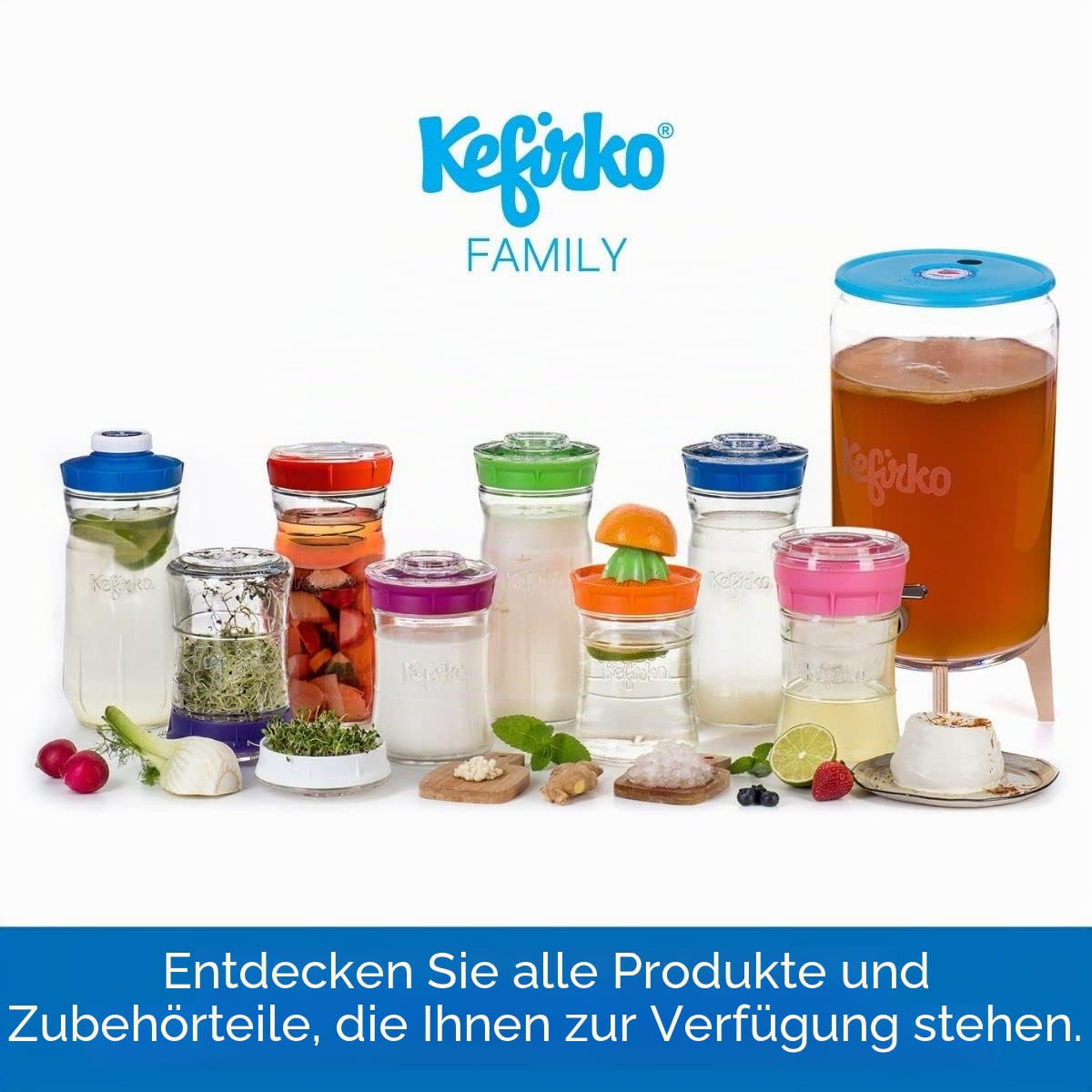 Kefirko Fermentations Set 900ml Grün Milch- und Wasserkefir