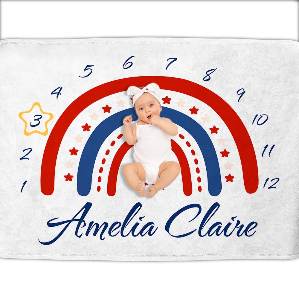 Custom-designed blanket featuring monthly milestones for babies, baby blanket with monthly details, the perfect personalised gifts for a new baby,30X40-baby28