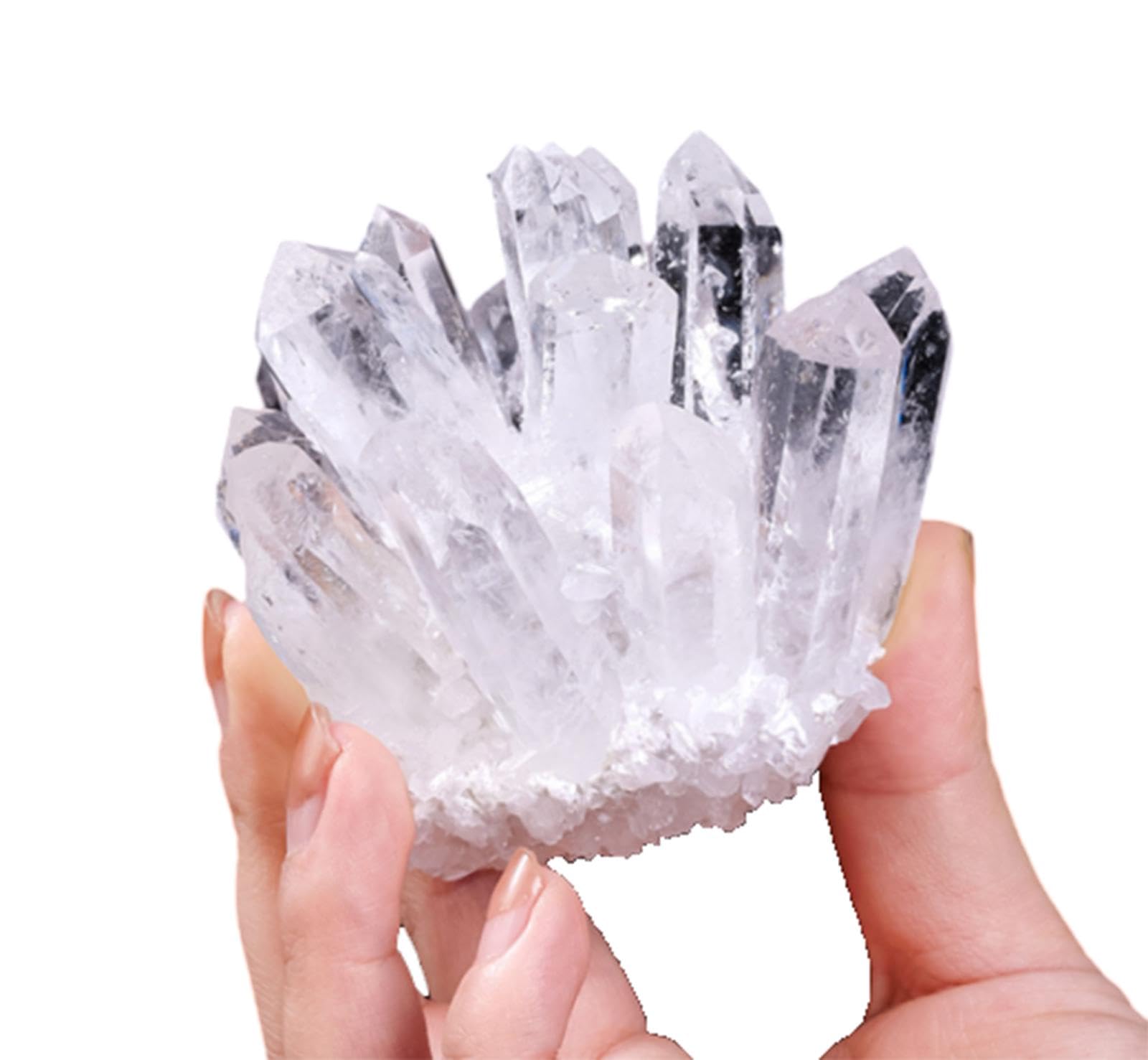 BJXKHFPIV White Clear Quartz Cluster Irregular Rock Crystal Cluster Crystal Geode Stones Figurine for Home Office Decor,200-300g