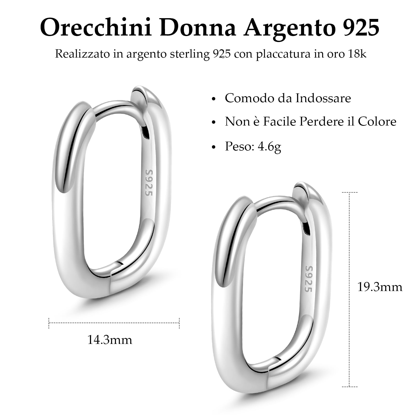 Orecchini Donna Cerchio Argento 925, Orecchini Donna Oro Oorecchini Cerchio Oro 18k Orecchini Uomo Cerchio Diamanti Orecchini Cuore Piccoli Earrings for Women Moda Gioielli Regali per Lei