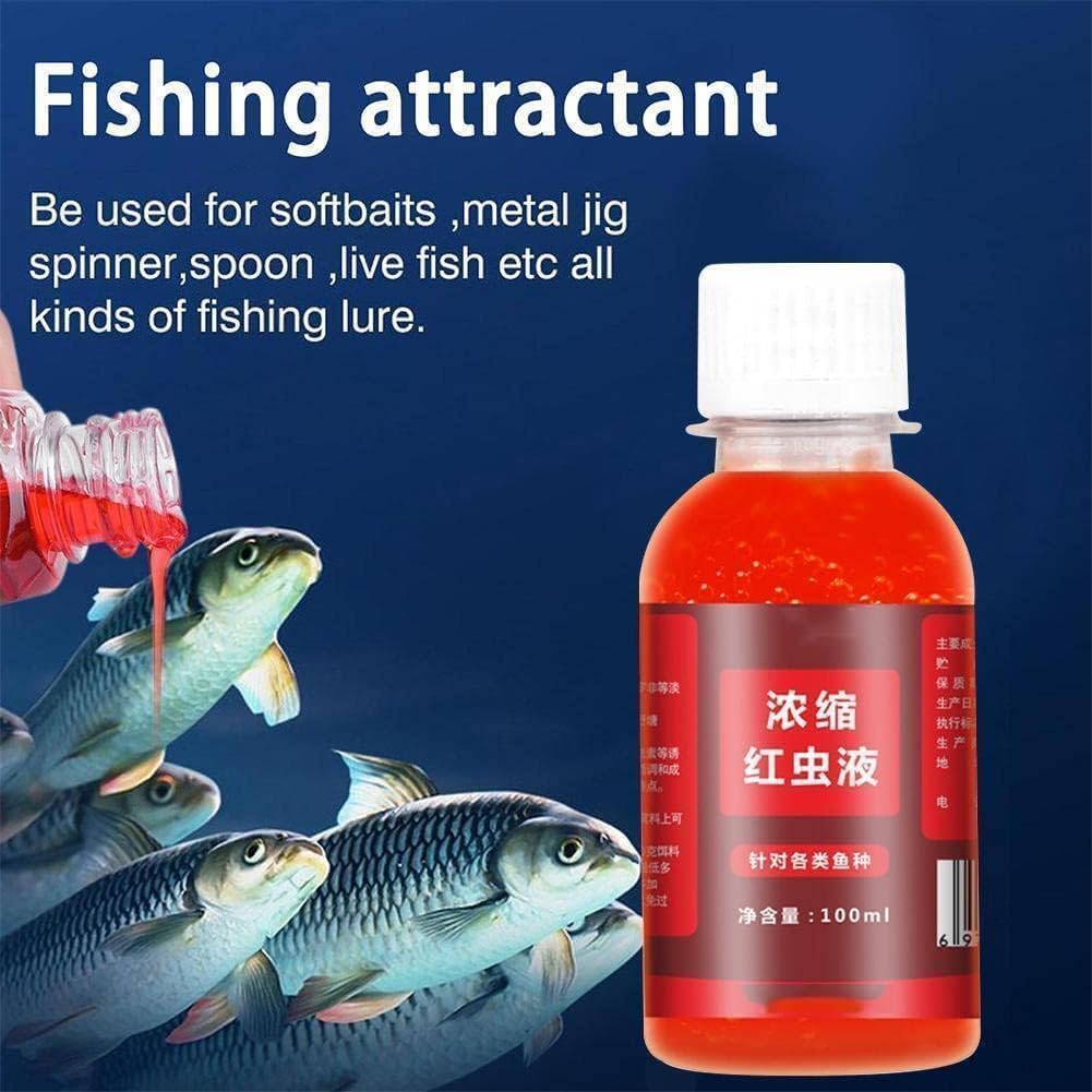2PCS Red Worm Bait Fish attractant,Red 40 Fishing Liquid,Fish Lure Attraction Enhancer, Smell Bait Food for Fishing Trout, Cod, Carp,（A