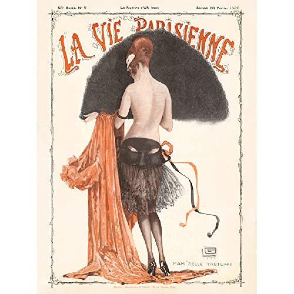 Artery8 La Vie Parisienne Mademoiselle Tartuffe Magazine Cover Art Print Canvas Premium Wall Decor Poster Mural