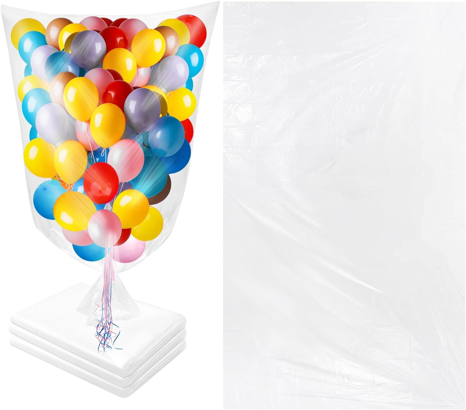 3 Pieces 59.1 X 98.4 Inches Balloon Bags for Transport Reusable Large Balloon Drop Bag Clear Giant Storage Bags Plastic Balloon Carry Bags for Birthday Baby Shower Christmas Party Supplies
