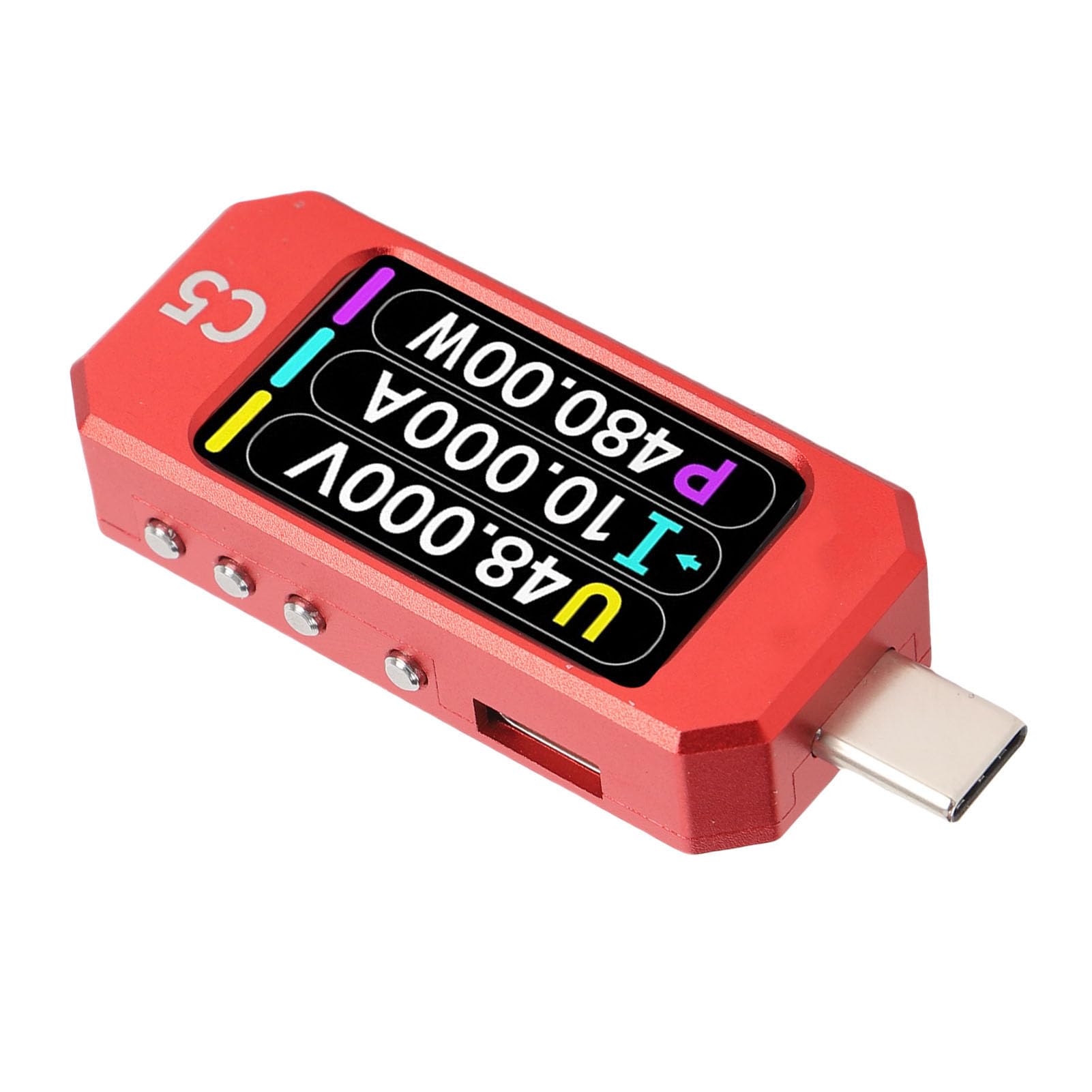 FTVOGUE Tester Typu C z Ekranem LCD IPS o Przekątnej 1,47 Cala, Wielofunkcyjnym Testerem Napięcia i Prądu ze Stopu Aluminium dla USB PD3.1 USB4 48 V 10 A Szczyt, Profesjonalne Narzędzie dla