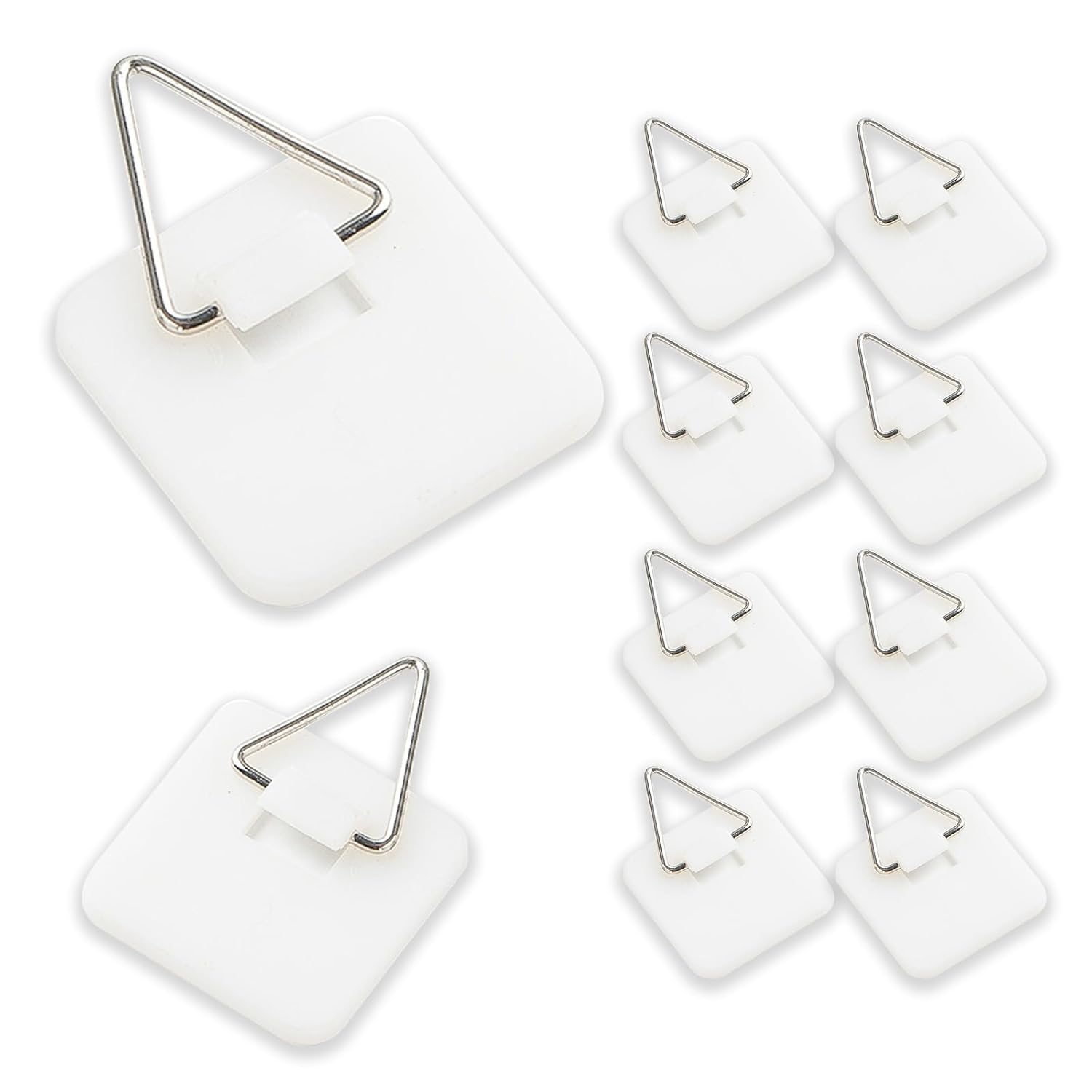 KALUROIL 30 Pcs Picture Hooks Self Adhesive – High Quality Plate Hangers – Adhesive Plastic Hooks for Pictures – Invisible Vertical Plate Holders – Stable and Durable (Small Square)