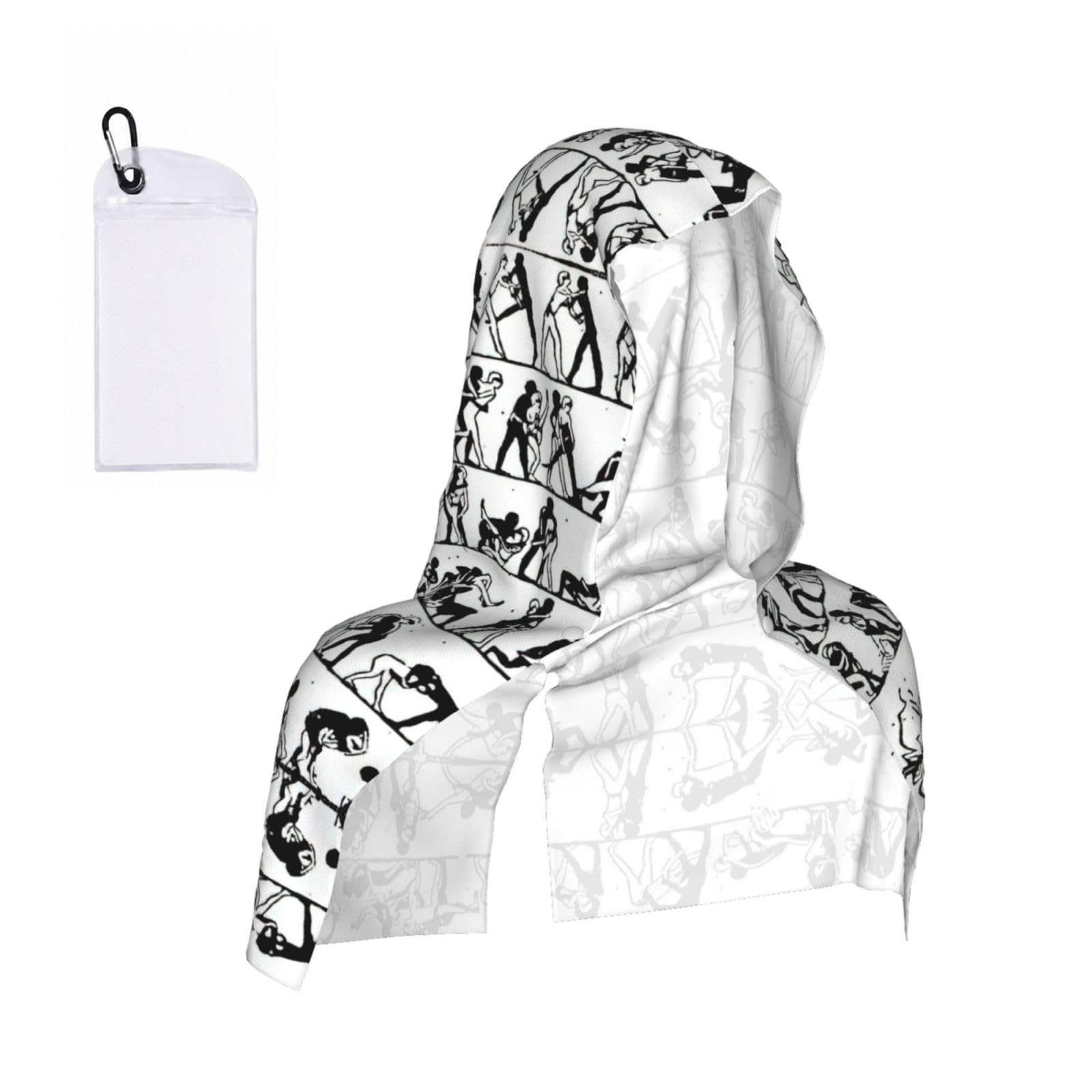 DUWAA Wrestlers Sports Print Cooling Hooded Sports Towel, 30×60cm Quick Drying Summer Cool Head Wrap For Neck And Face