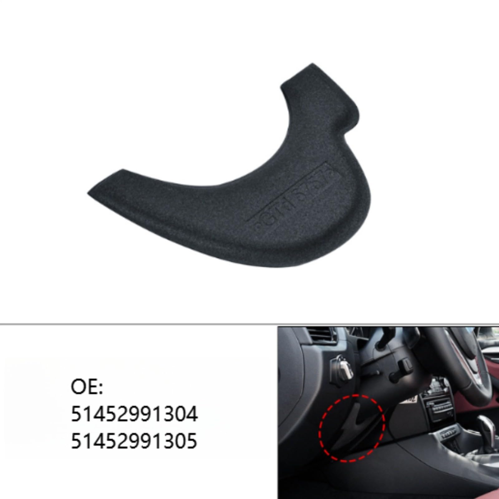 Copertura inferiore del volante per X1 E84 2009-2015, pannello di protezione antipolvere nero, spugna LHD, parte interna auto 24,3 x 16,5 cm