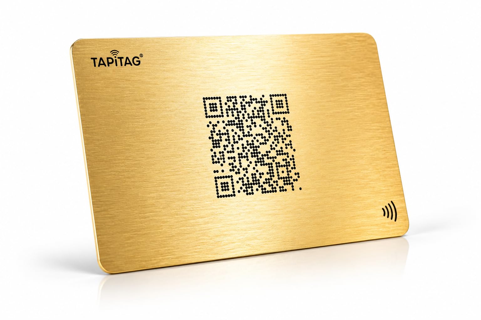 TAPiTAG Tarjeta de Visita Digital Metálica (Dorado) – Sin Suscripción – Tarjeta Inteligente NFC Grabada con Láser, Código QR y Perfil Online Dinámico para Networking Premium