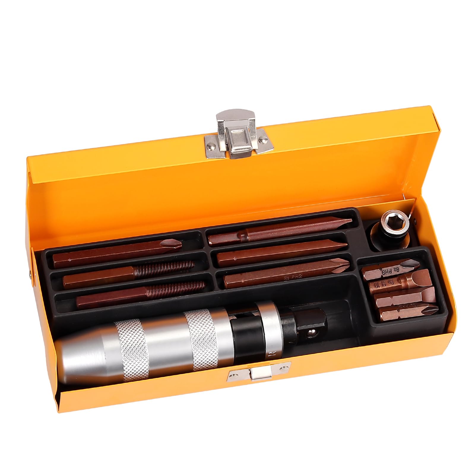 Set Cacciavite A Percussione 16 Pezzi - Con Punte Piatte, A Croce Ed Esagonali - Ideale Per Viti Bloccate O Arrugginite - Foto 11