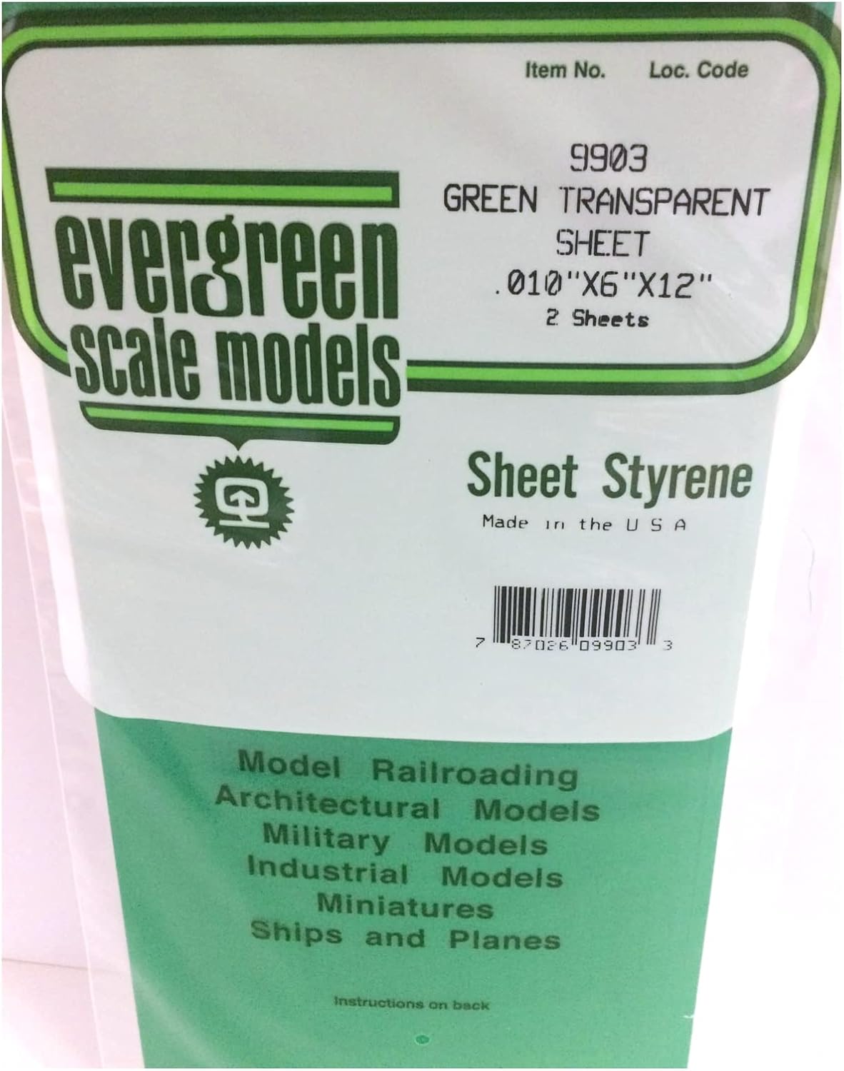 Evergreen 70EG9903 Clear Color Plane Green 0.25mm Thickness