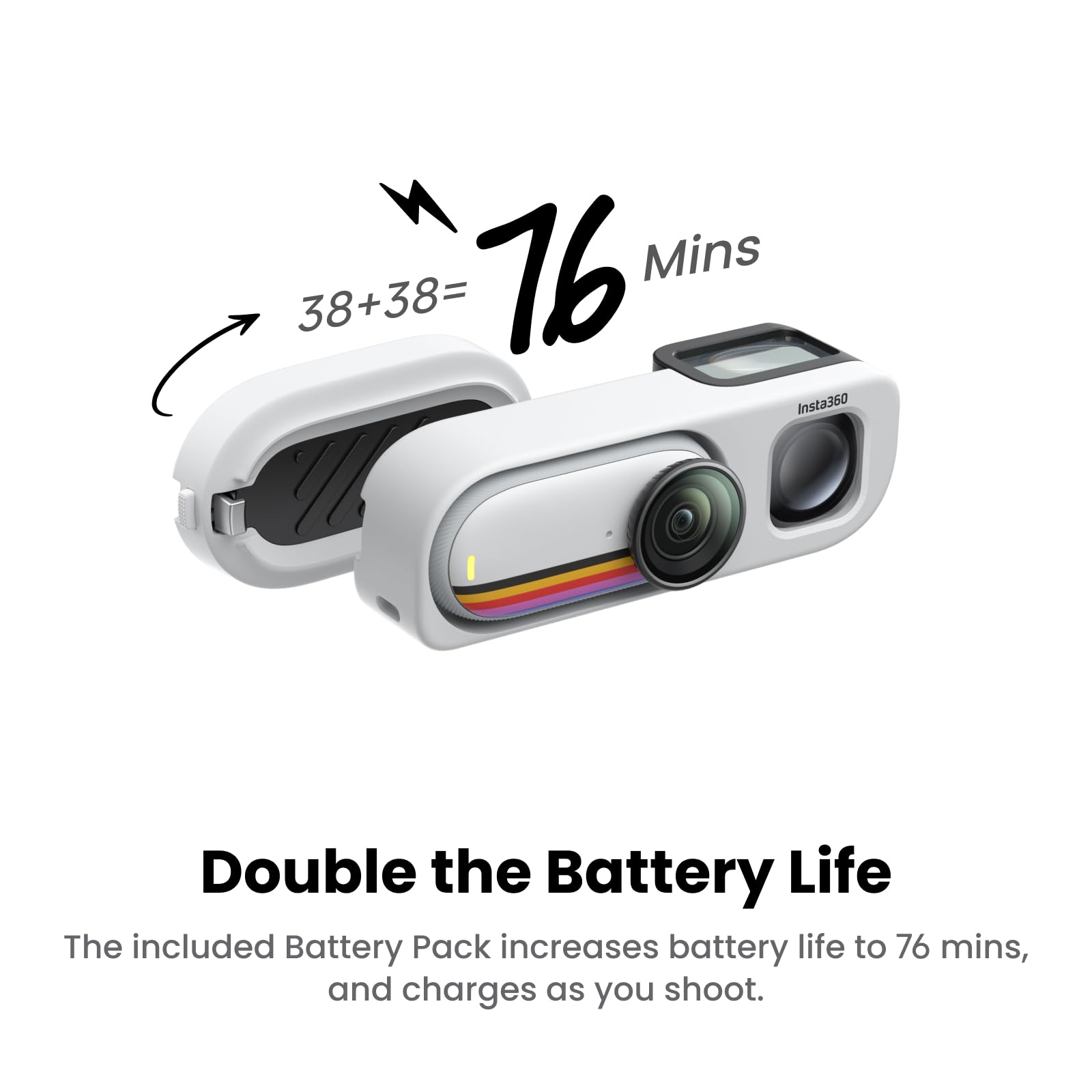 Insta360 GO 3S Pack Rétro, édition spéciale, Blanc 128 Go - Petite 4K caméra vlog, caméra POV Mains Libres, filtres rétro, 4K à 30 IPS, Batterie supplémentaire