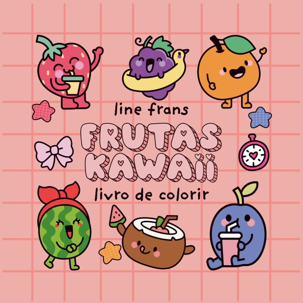 frutas kawaii: livro de colorir