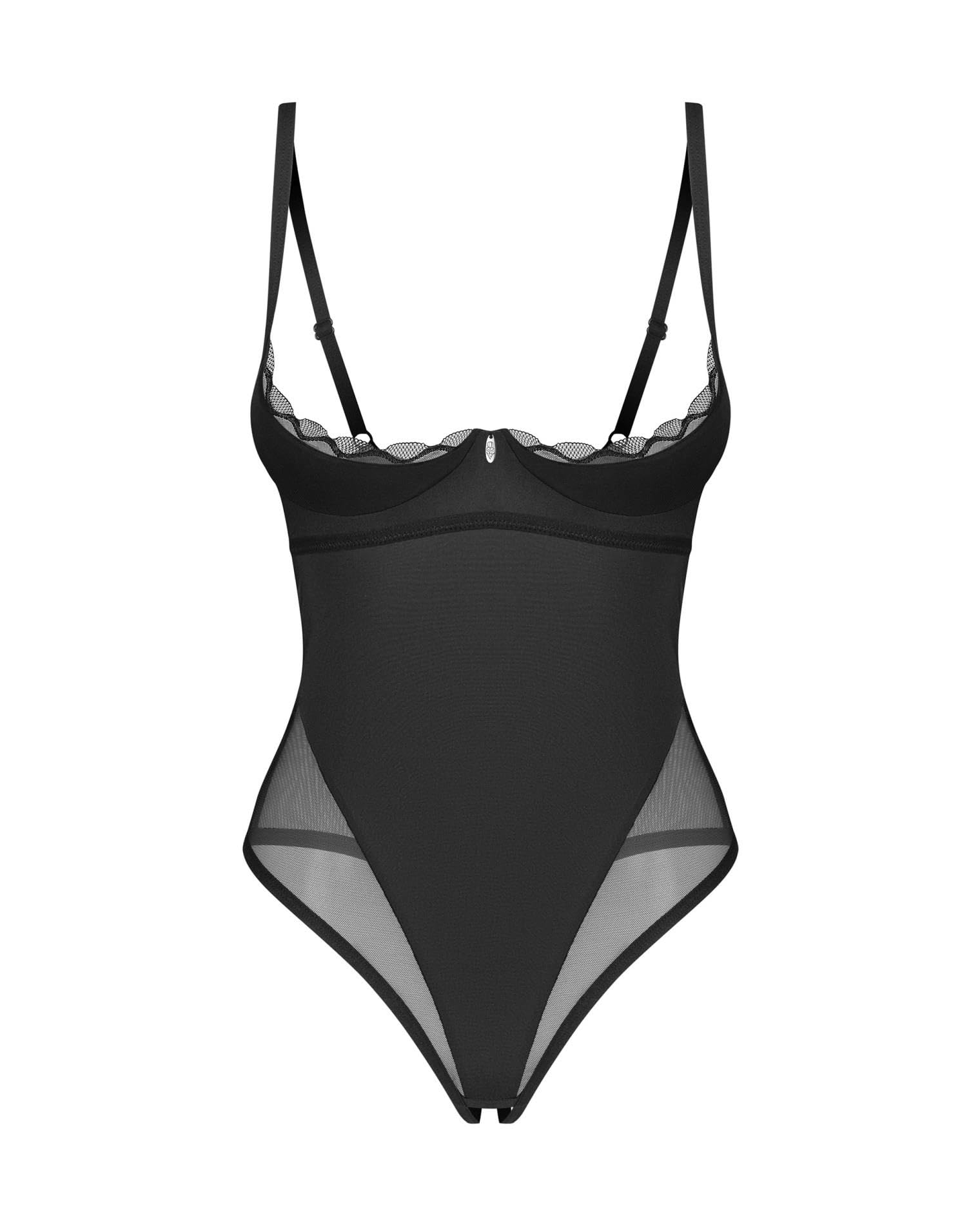 Stelisa Teddy Ouvert Noir d'Obsessive avec dentelle extensible ajustable - 3