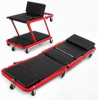 Vista 20 de Magshion 36" Triplex Plegable en Tres Partes Plataforma Rodante 2 en 1 para Garaje y Asiento, Plataforma Rodante de Mecánico de Bajo Perfil con 6