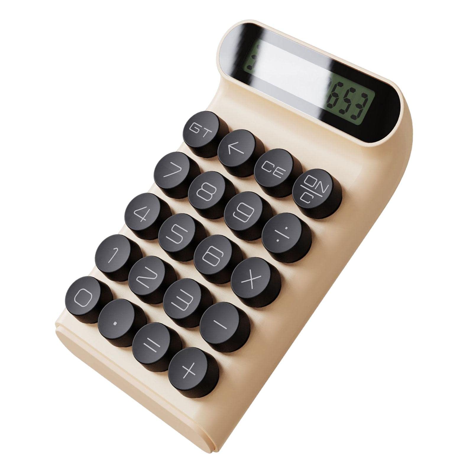 5 set Interruttore Meccanico Calcolatrice Suono Chiaro Linea Semplice Robusto Display a 10 cifre Colore Crema 15x9.2x3 cm
