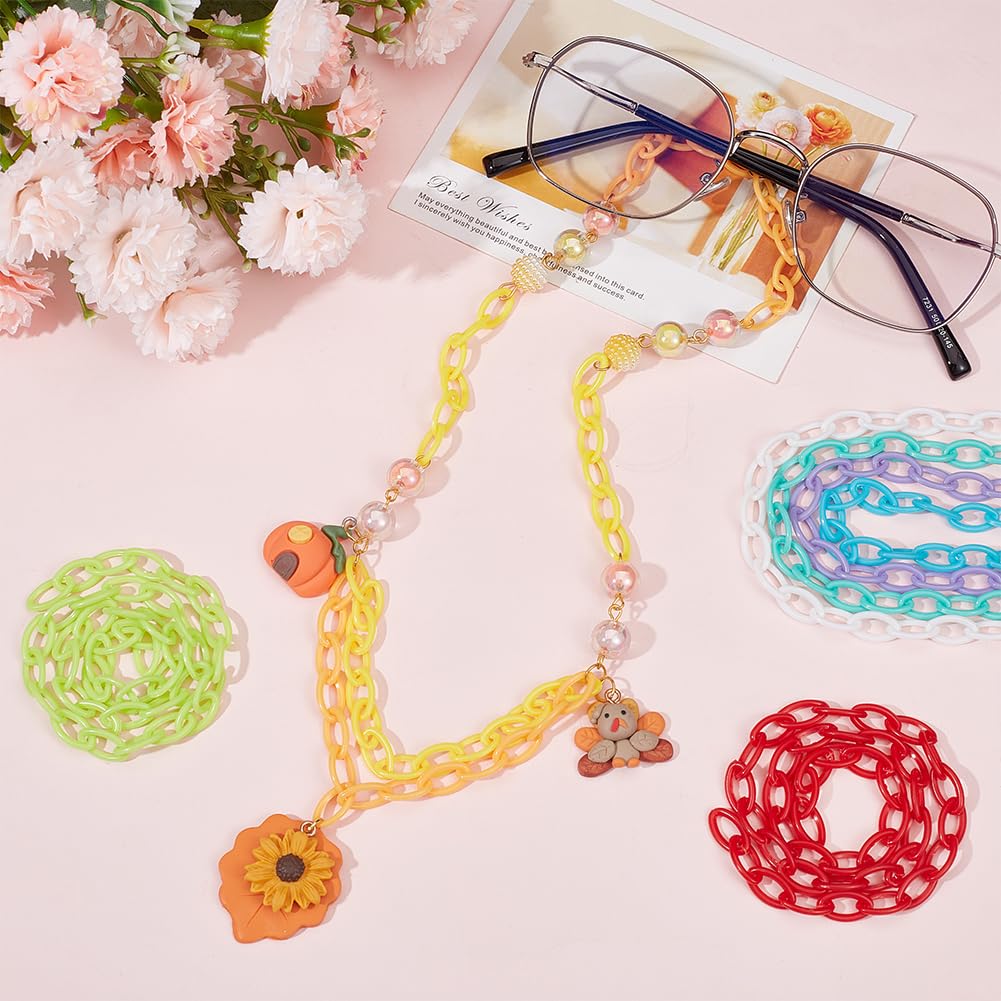 SUNNYCLUE 40Pcs Colorful jewellery Chain Plastic Chains Links ABS Acrylic Cable Curb Chain Bird Toys Black White Yellow Pink Link Chains for jewellery Making Chain Bird Cage DIY Necklace Bracelets - Image 4