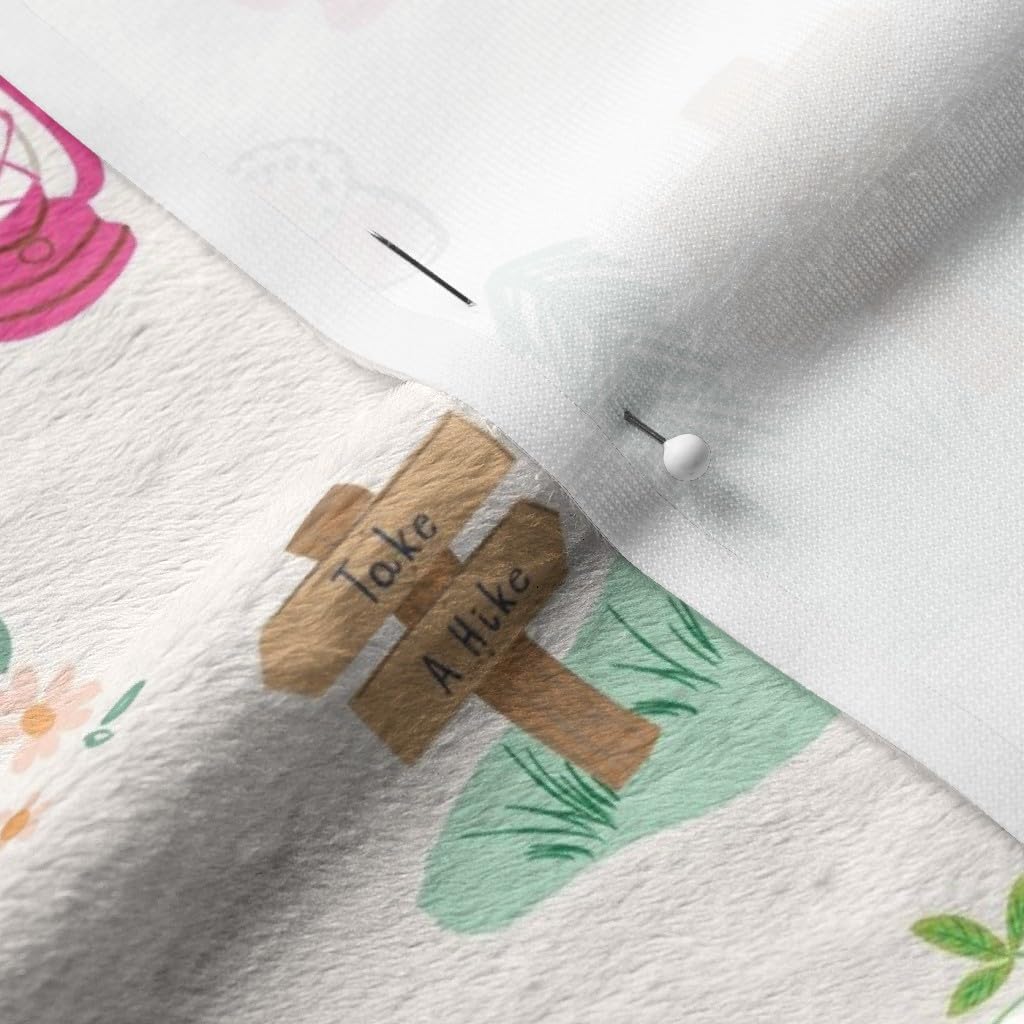 Spoonflower Fabric - Camp Summer Outdoor Adventure Butterflies Forest Camping Printed on Minky Fabric by The Yard - Sewing Baby Blankets Quilt Backing Plush