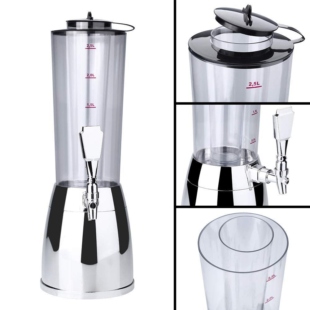 Bierspender - VIFER 2.5L Biermaschine Getränkespender für Wein Wasser Saft Bar Zubehör 1PC(Silber)