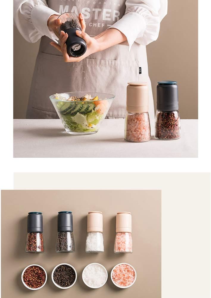Spice Mill with Adjustable Ceramic Grinder, Manual Salt Mill & Pepper Mill Made Glass, Also As A Chilli Mill, Grain Mill-A
