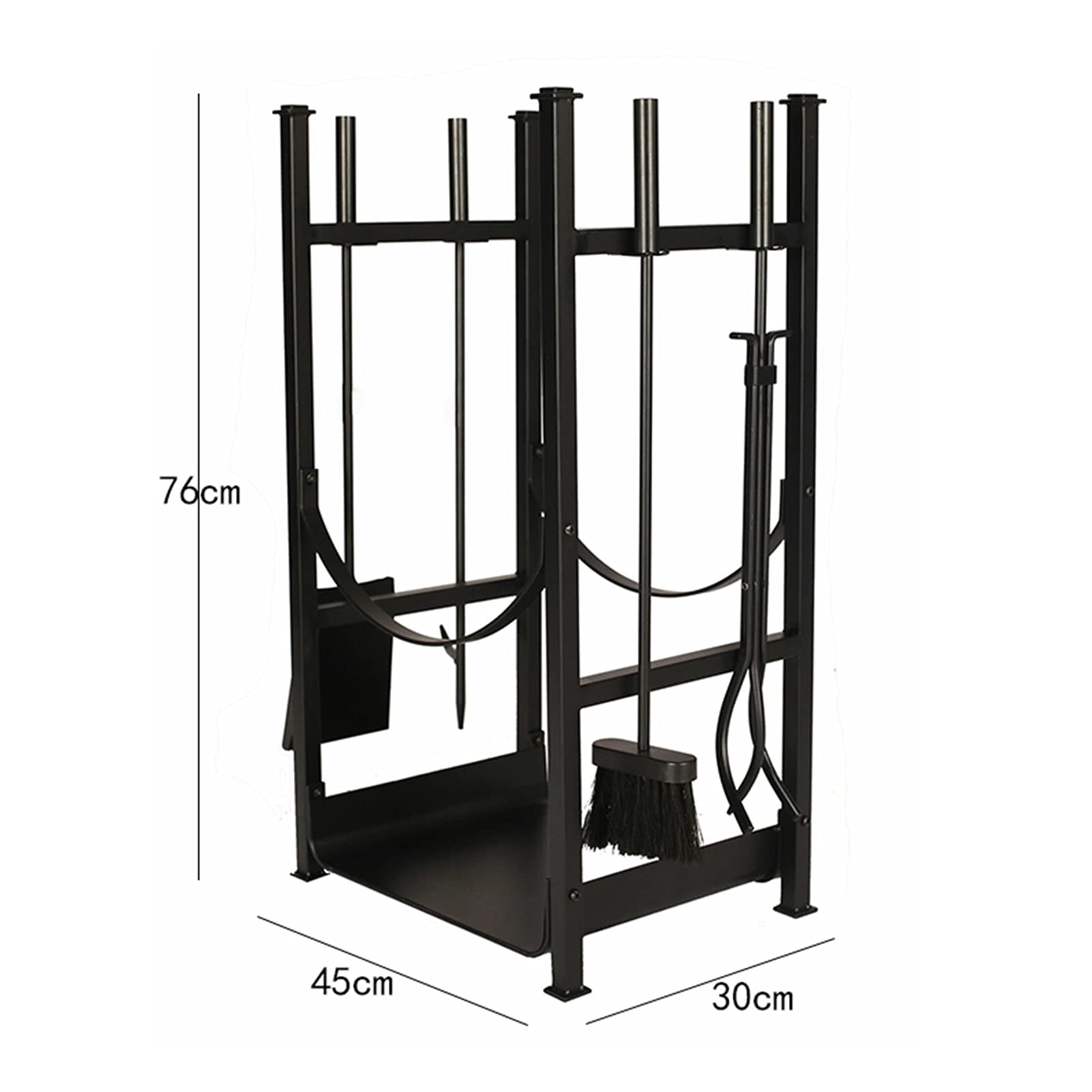 Culle portalegna Stabile Rastrelliera per Legna da Ardere in Metallo, Kit di Attrezzi per Caminetti, Stoccaggio per Impilamento Porta Tronchi per Interni, Stoccaggio A 2 Strati, 45x30x76cm