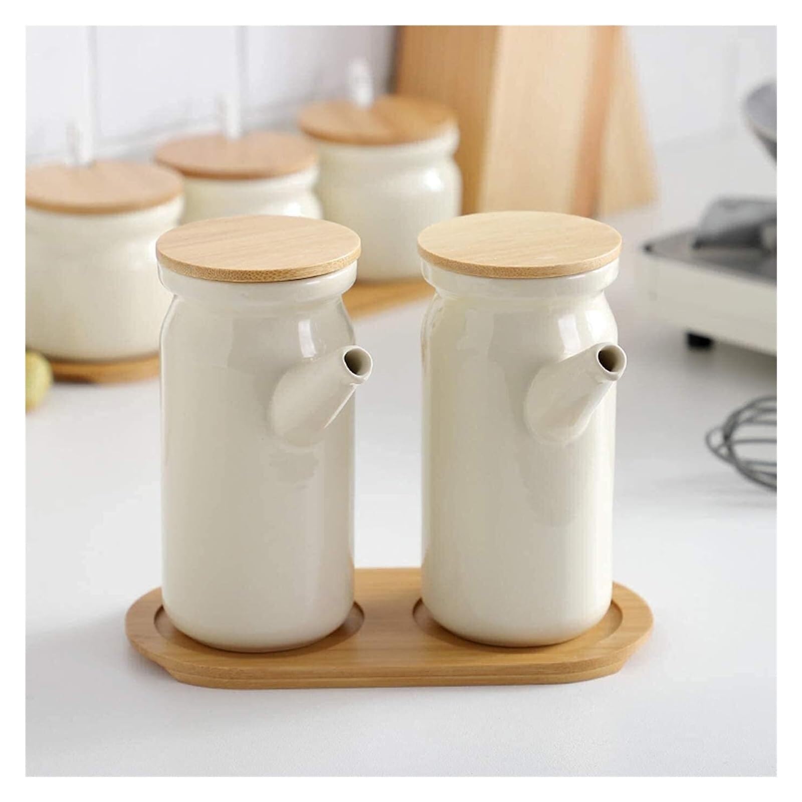 Dispensador de Aceite de Oliva y vinagre de 500 ml, vinagrera de cerámica para Salsa de Soja, vinagre y condimentos líquidos - Esencial de Cocina