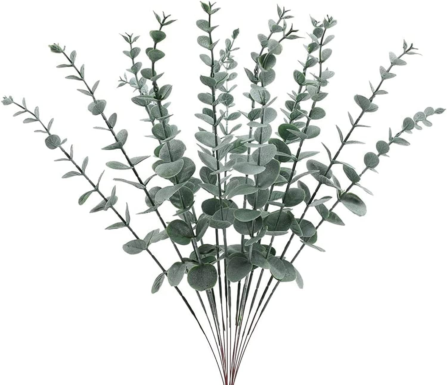12Pcs Eucalyptus Stem Artificial Decor，Eucalyptus Leaves Fake Greenery Branches for Wedding Centerpiece Flower Floral Farmhouse Home Decoration (Light Green)