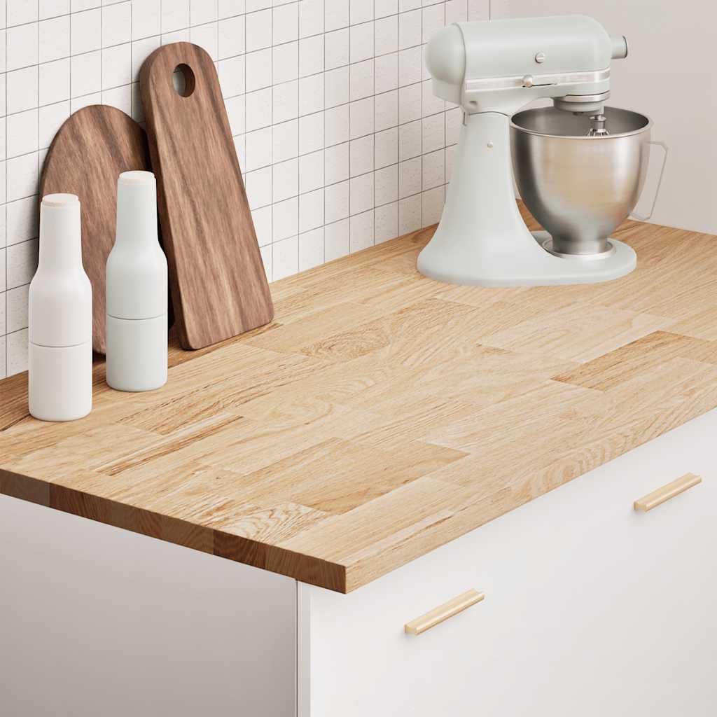 Piano di Lavoro Cucina 120x63,5x2,7 cm Legno Massello Rovere Marrone,4008999