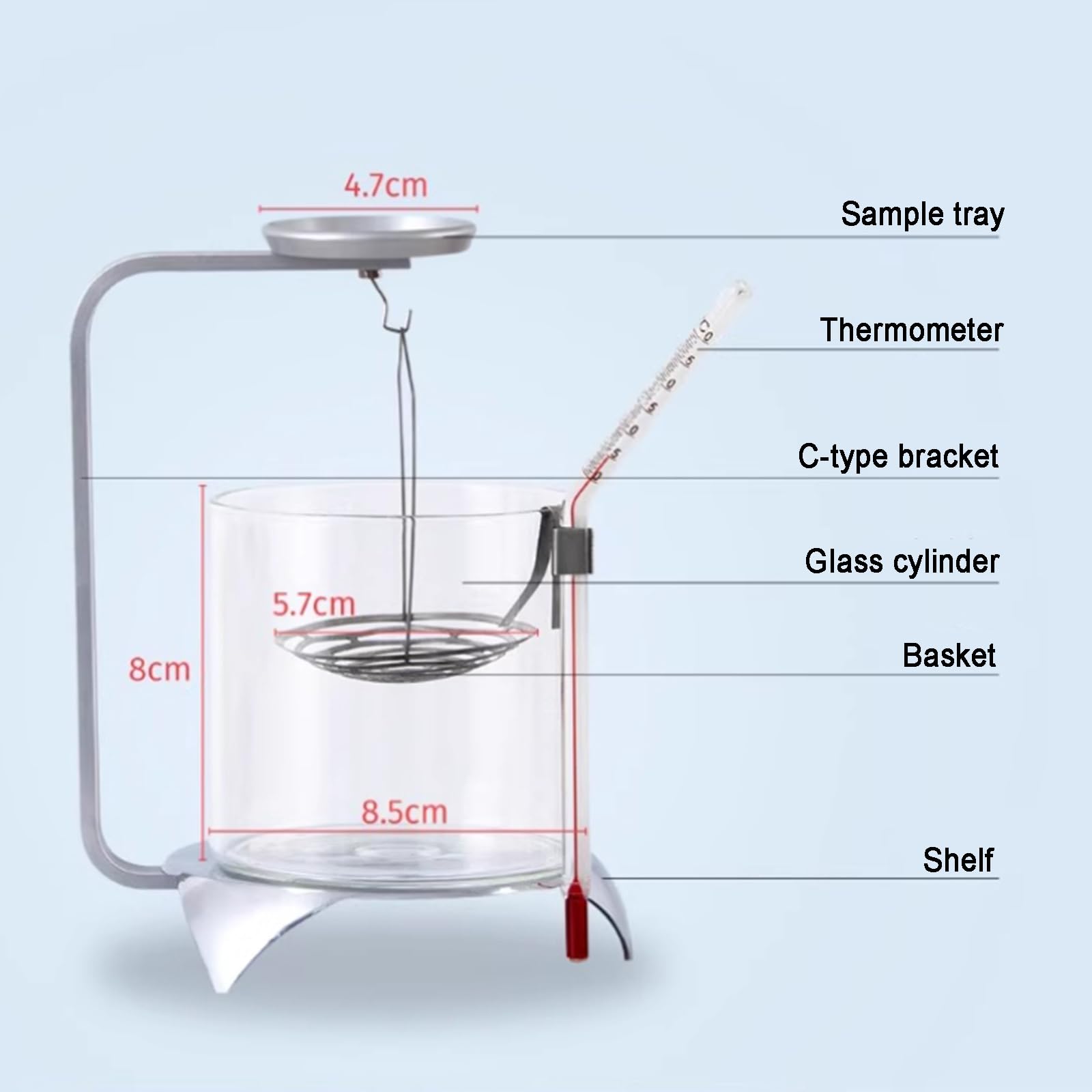 Kit de determinación de densidad para laboratorio, marco de equilibrio electrónico con termómetro para una medición precisa de la densidad de líquidos y sólidos