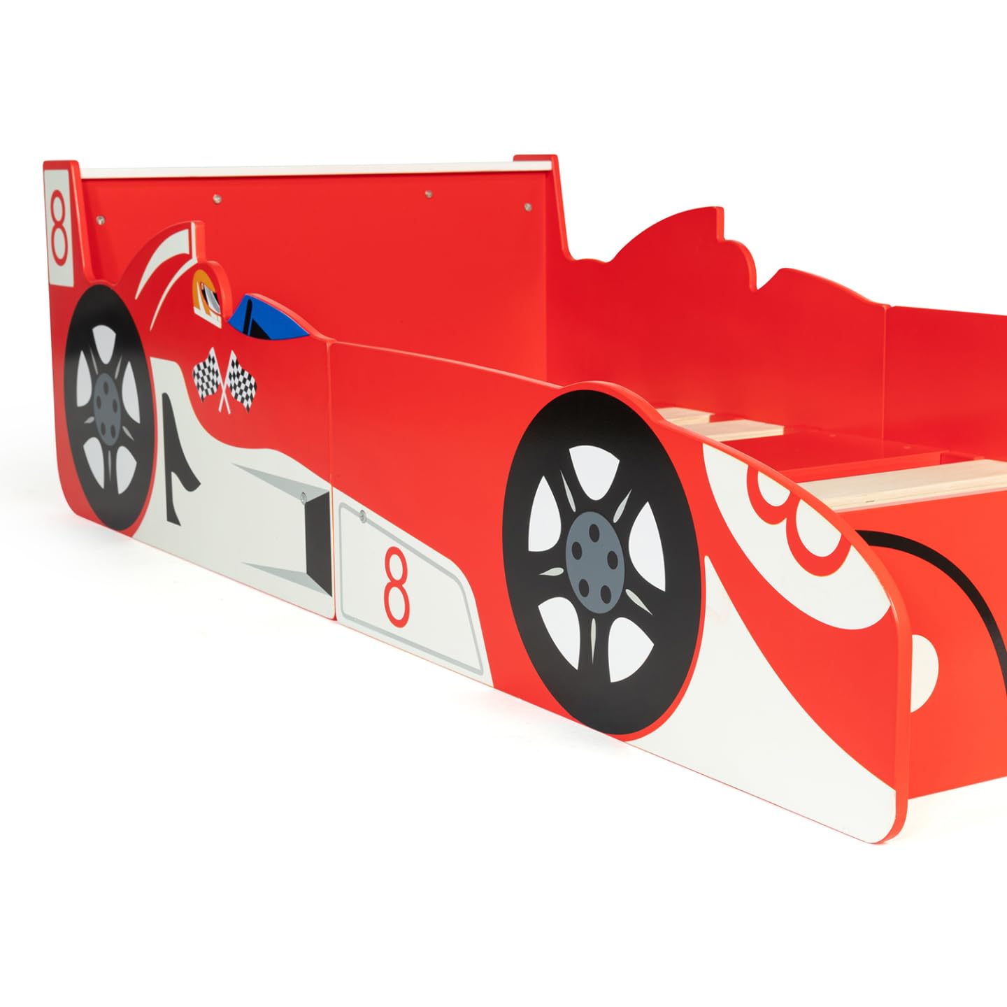 IDMarket - Lit Enfant Voiture Formule 1 Teddi 70 x 140 CM Rouge