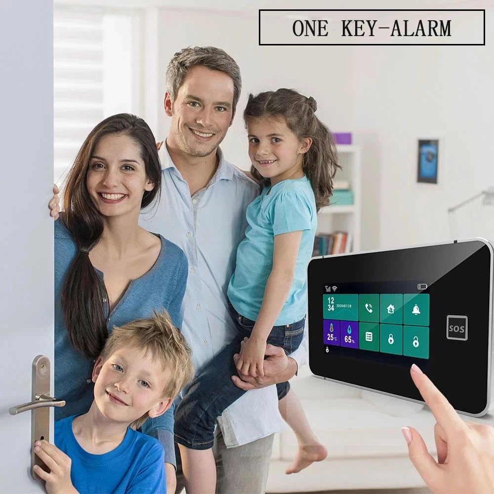 de alarma seguridad for el hogar GSM con Sensor móvil inalámbrico, Detector antirrobo for aplicación Tuya, casa for jardín Para casa y garaje(W8B10)