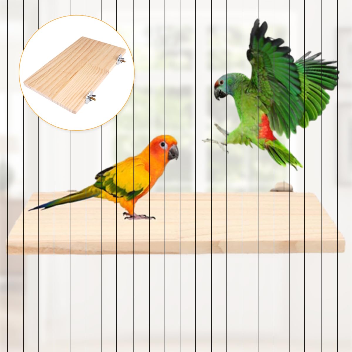 Posatoio Rettangolare per Pappagalli Piattaforma in Legno Naturale 25x15 cm per Gabbia Uccelli Cincillà Criceti Piccoli Animali