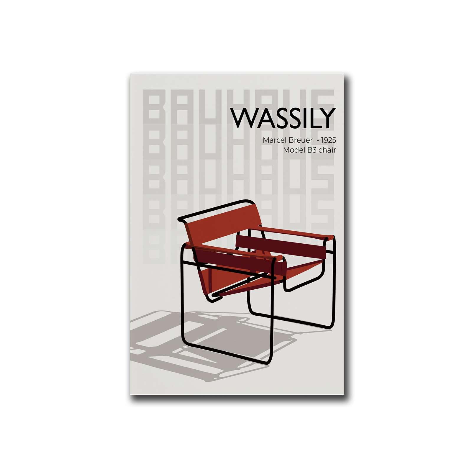 GHTYER Canvas Wall Art PostersBauhaus Wassily Chair Exhibition Red Geometric Modern Minimalist Abstract Design Living Room Bedroom Home Decoration 16x24inch