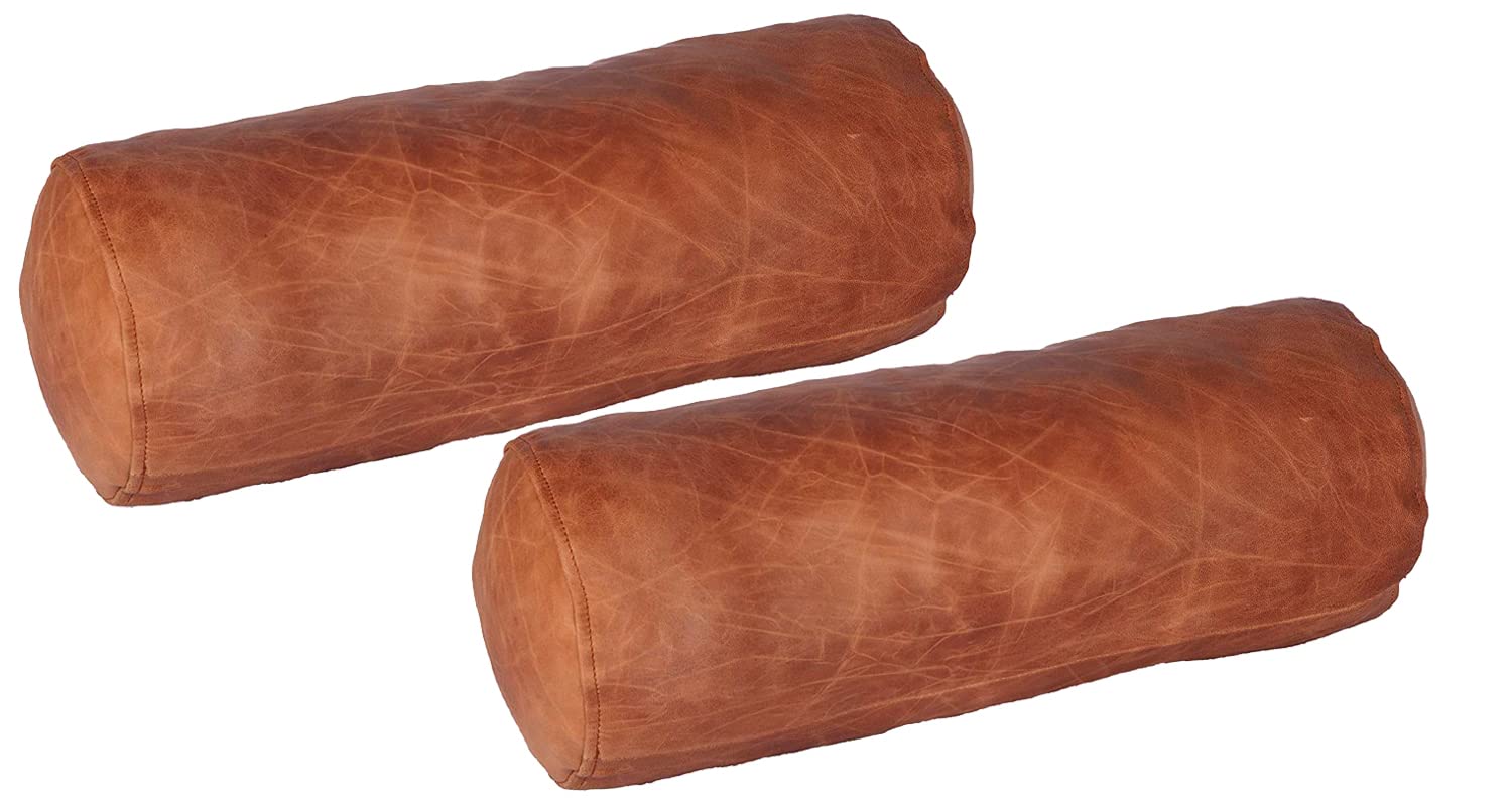 LL Leather Lovers Round Cervical Roll Cylinder Bolster Pillow Cover | Ergonomically Designed for Head, Neck, Back, and Legs, Ideal for Spine and Neck Support, 7x20 Inches, Beige Artical Pack of 2