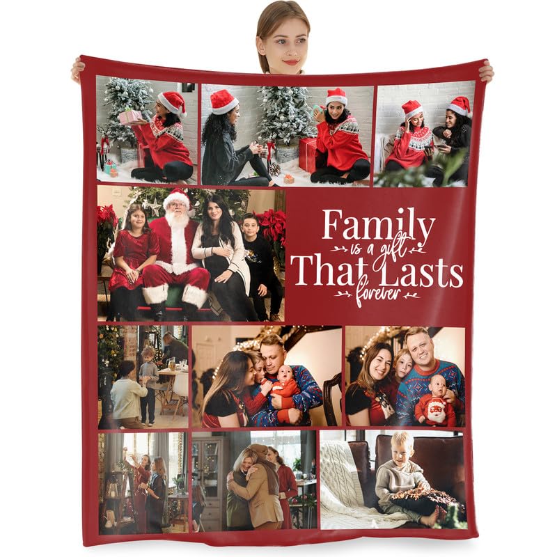 Personalised Blanket,Custom Blanket with Photos Customized Flannel Throw Blanket for Adults Kids,Personalised Gifts for Mum,Dad,Boyfriend,Girlfriend,Best Friends(10PhotosB-152x203cm) — image 1