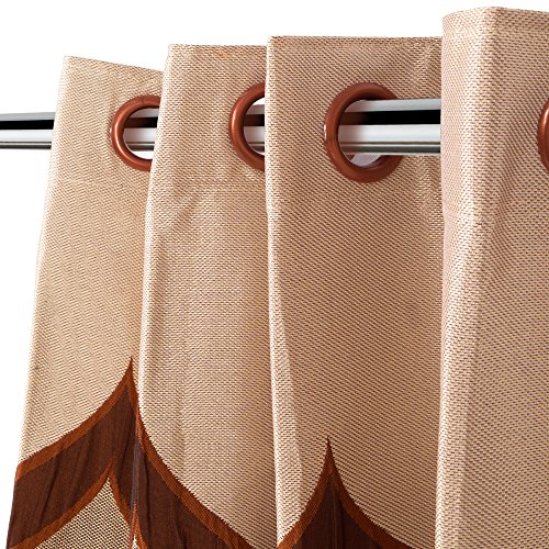Image of Story@Home Elegant Look Jacquard Contemporary Design 4 Pieces Long Door Curtain 9 Feet (45 inch X 408 inch), Red