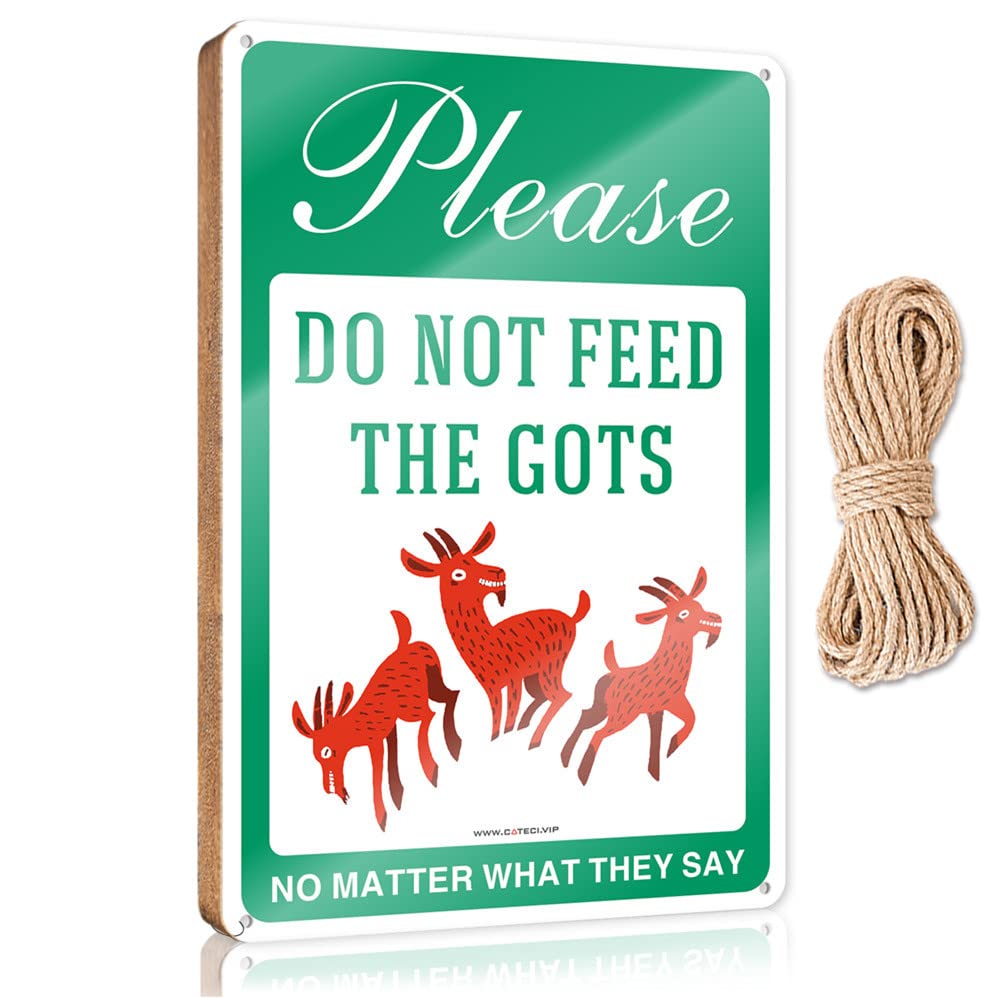 Hanging Wall Signs Please Don’T Feed The Goats, No Matter What They Say Wooden Sign Family Wall Decor Holiday Porch Sign(20X30CM)