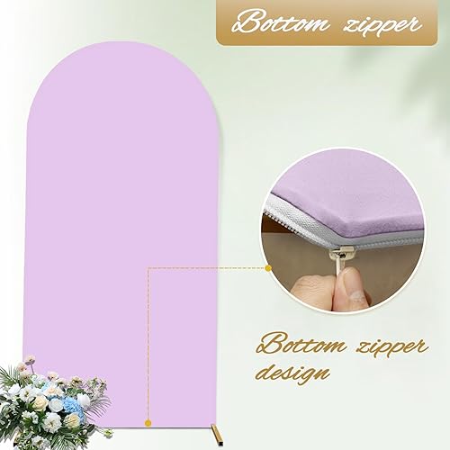 Miniatura 3 de Cubierta de fondo de arco ajustable de elastano, 2 lados, lavanda, 3.3 x 6.6 pies, para boda, baby shower, decoración de fiesta de cumpleaños