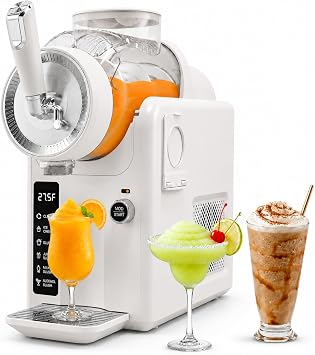 2-in-1 Slushie & Soft Serve Ice Cream Machine, No Ice Needed, 5 Presets | Self-Chilling, LED Display, Auto-Clean, Fruit Slush, Milk Slush, Cocktail Slush, Soft Serve, Home & Party Use,White