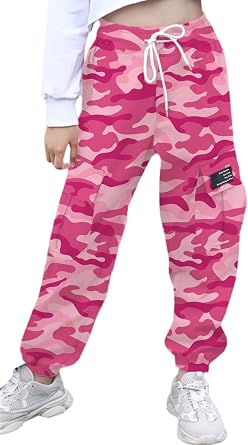 SANGTREE Girls & Womens Printing Cargo Jogger Pants,6 Years - Women 2XL