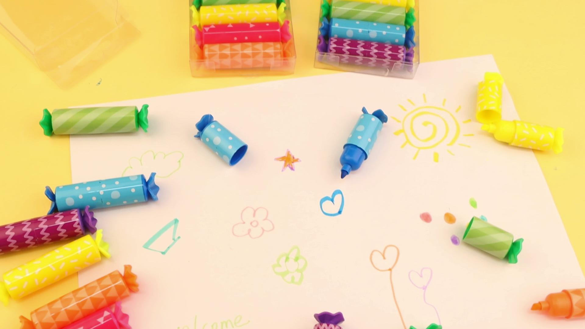 30 Evidenziatori A Forma Di Caramella - Mini Penne Colorate Per Scuola, Regali Bambini