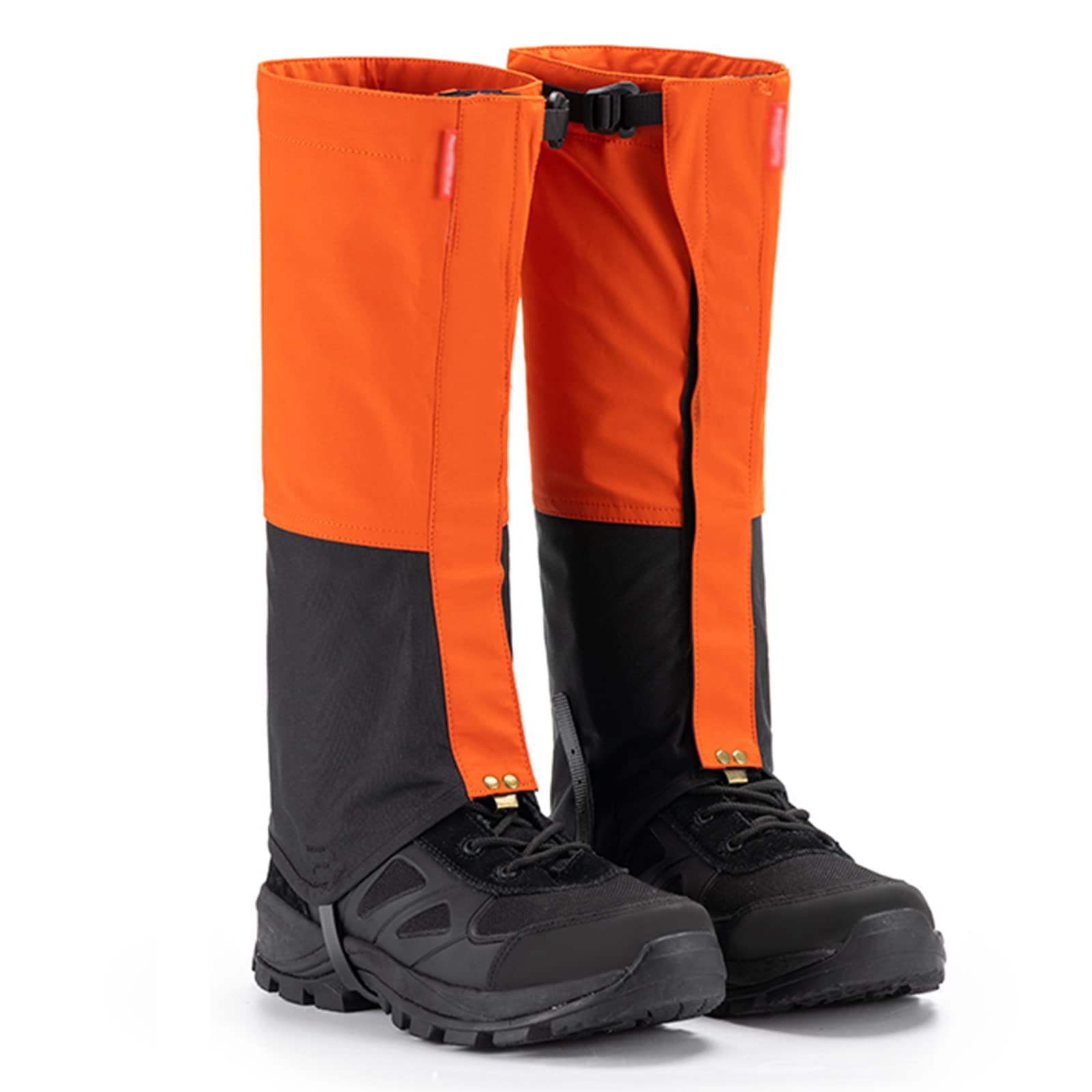 Guêtres de jambe imperméables en nylon pour escalade, extérieur, voyage, camping, trekking, escalade, chasse, guêtres de jambe pour neige (orange)