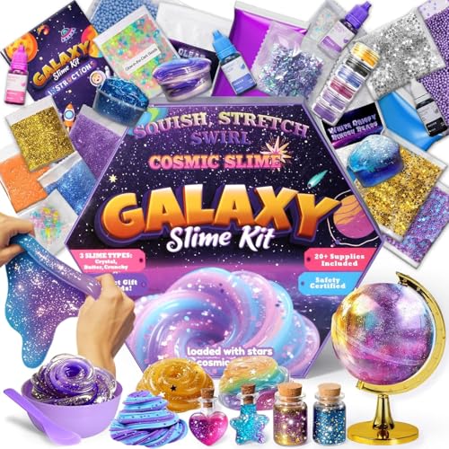 Trubic Galaxy Slime Kit for Girls, Globe and Magic Potion Kits, Clear Crystal/Butter/Glow-in-the Dark Slime Making Kit, Christmas Birthday Party Favors Toys for Kids Girls Boys 7 8 9 10 11 12